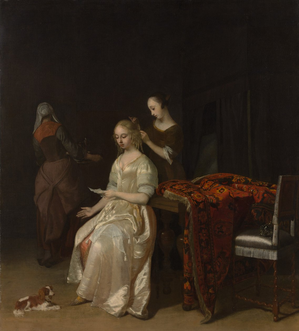 A szerelmes levél, 1670-es évek eleje. alkotó: Jacob Lucasz Ochtervelt