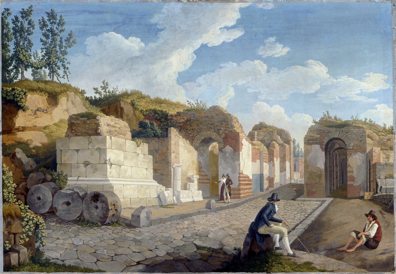 Angolul:  A herculaneumi kapu Pompejiben alkotó: Jacob Philipp Hackert