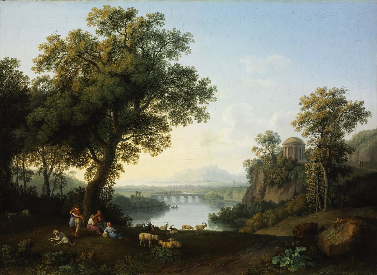 Riverside táj alkotó: Jacob Philipp Hackert