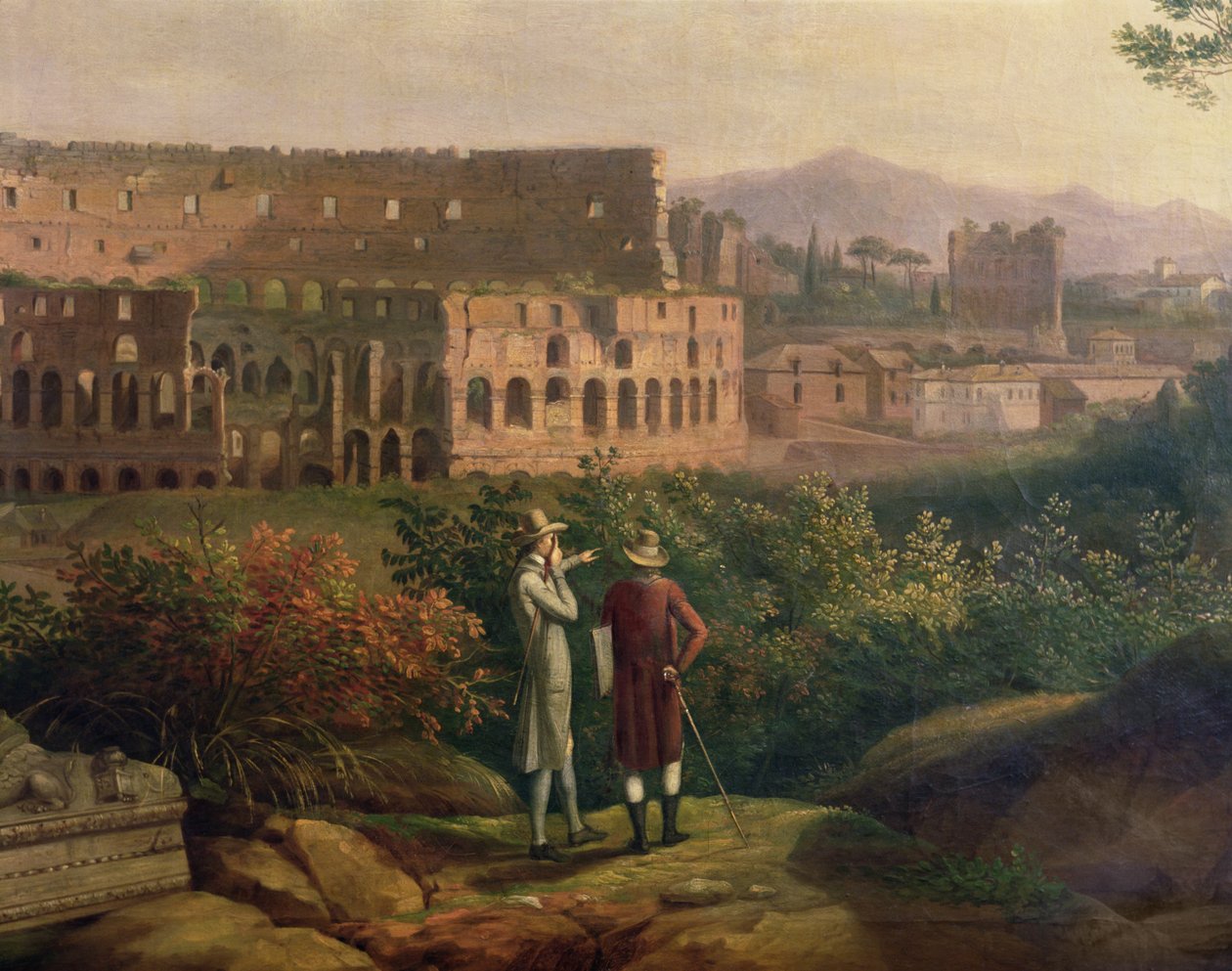 Johann Wolfgang von Goethe (1749-1832) látogatása a római Colosseumban, 1790 körül alkotó: Jacob Philippe Hackert