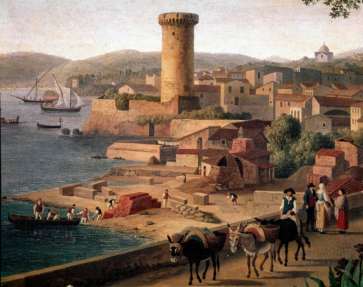 Gaeta (Gaete) táj téglagyári részlettel. Jacob Philipp Hackert festménye Hackert d