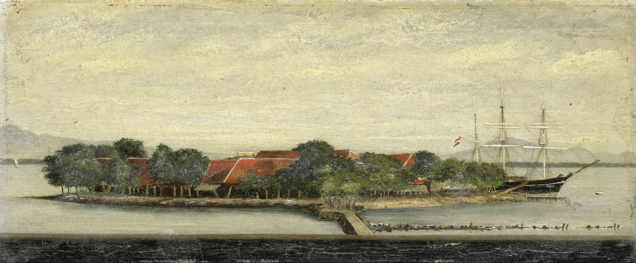 Gezicht op het eiland Kuiper in de baai van Batavia   1396498   hu       hungarian Successfully Translated  Original: On and On They Sped, from The Snow Queen in an edition of Fairy Tales by Hans Christian Andersen (1805-75) 1920 (watercolor on paper) Tran alkotó: Jacob Pieter Mercier
