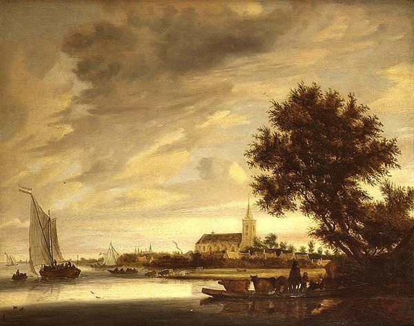Folyói táj komppal az előtérben alkotó: Jacob Salomonsz. (circle of) Ruysdael