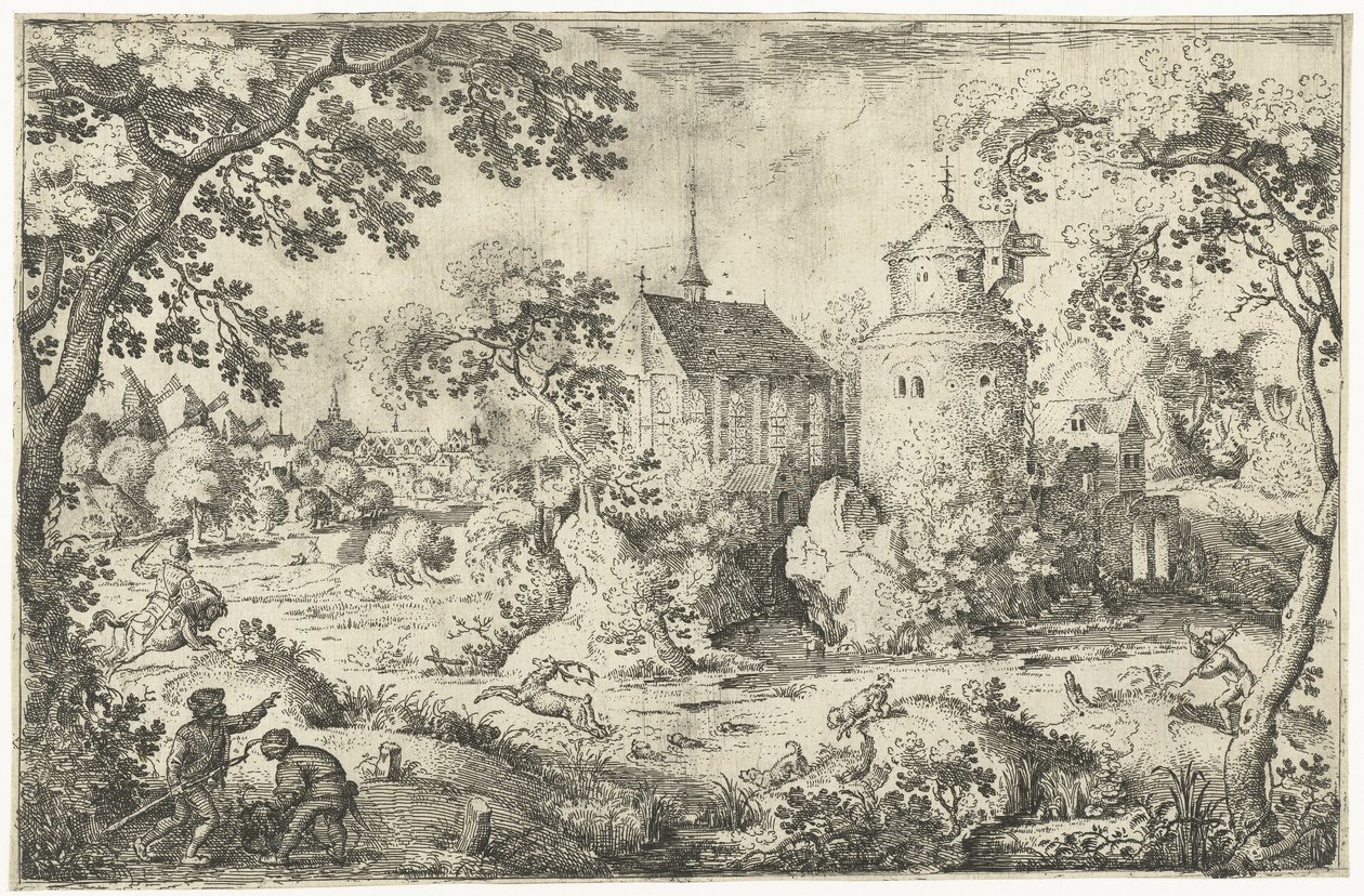 Szarvasvadászat egy kápolnában Két szarvasvadász jelenet (sorozat címe) alkotó: Jacob Savery (I)