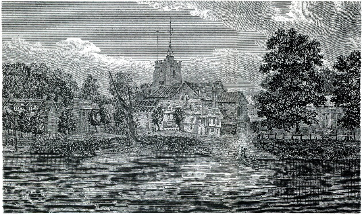 Metszet Szent Miklós templom Chiswick Schnebbelie 1807 alkotó: Jacob Schnebbelie