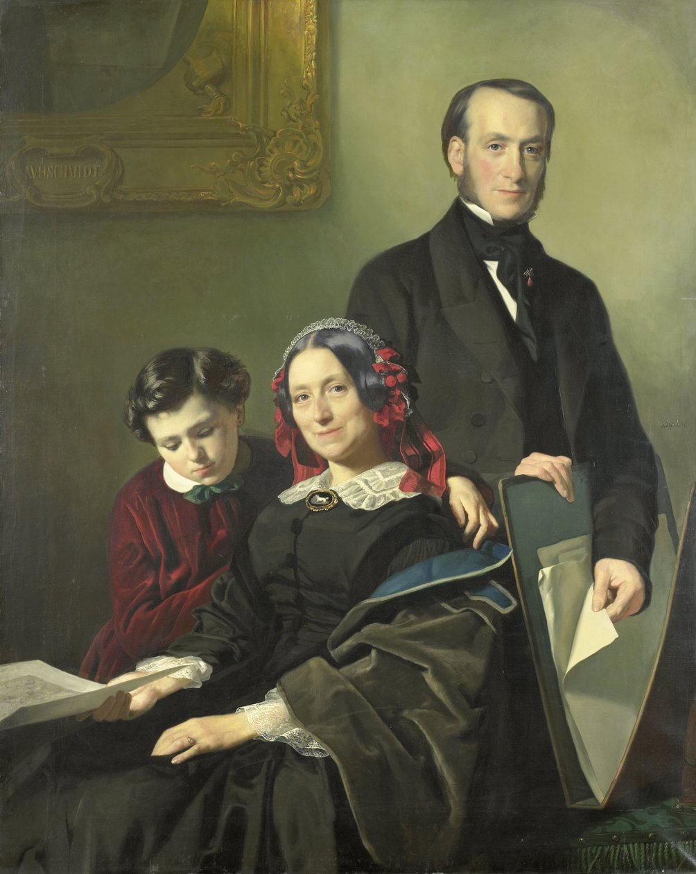 Mrs. A.J. Schmidt-Keiser, Willem Hendrik Schmidt (1809-49) festő, Jacob Spoel tanárának özvegye testvérével, J.N. Keizer és 10 éves fia alkotó: Jacob Spoel