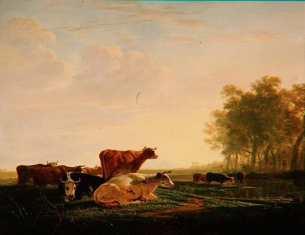 Szarvasmarha a tájon alkotó: Jacob Van Stry