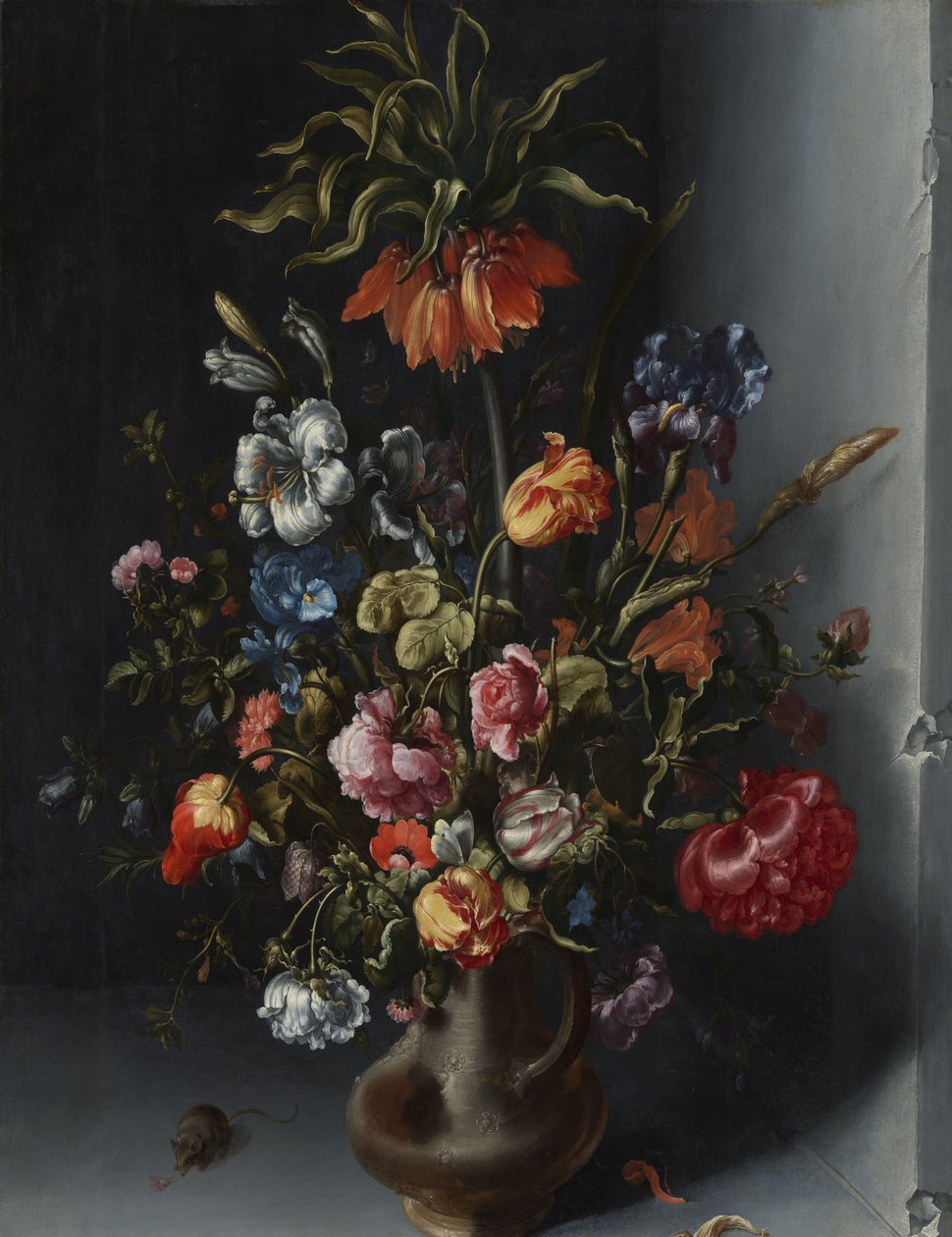 Virágcsendélet császári koronával egy kőfülkében alkotó: Jacob Vosmaer (signed by artist)