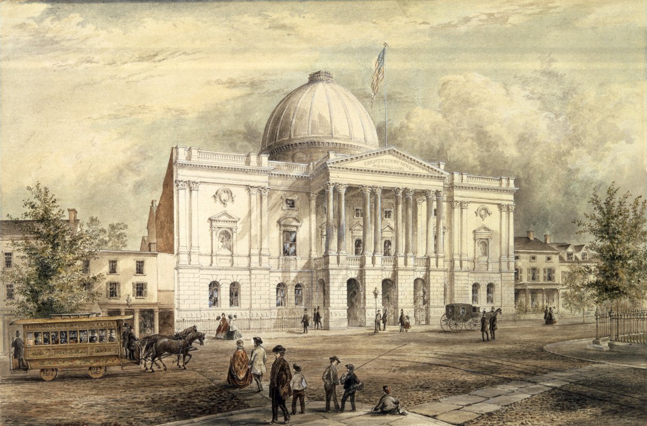 County Court House, Brooklyn, 1863 (wc papíron) alkotó: Jacob Wells