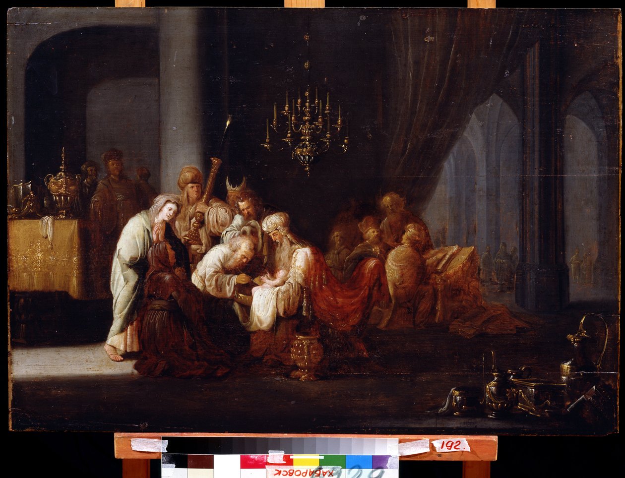 Körülmetélés (A körülmetélés). Jacob Willemsz de Wet, az idősebb festménye (1630 körül-1675 után). Olaj, fa, 91 x 64 cm. Holland művészet, barokk stílus. Távol-keleti Múzeum, Habarovszk. alkotó: Jacob Willemsz de (c.1630 after 1675) Wet