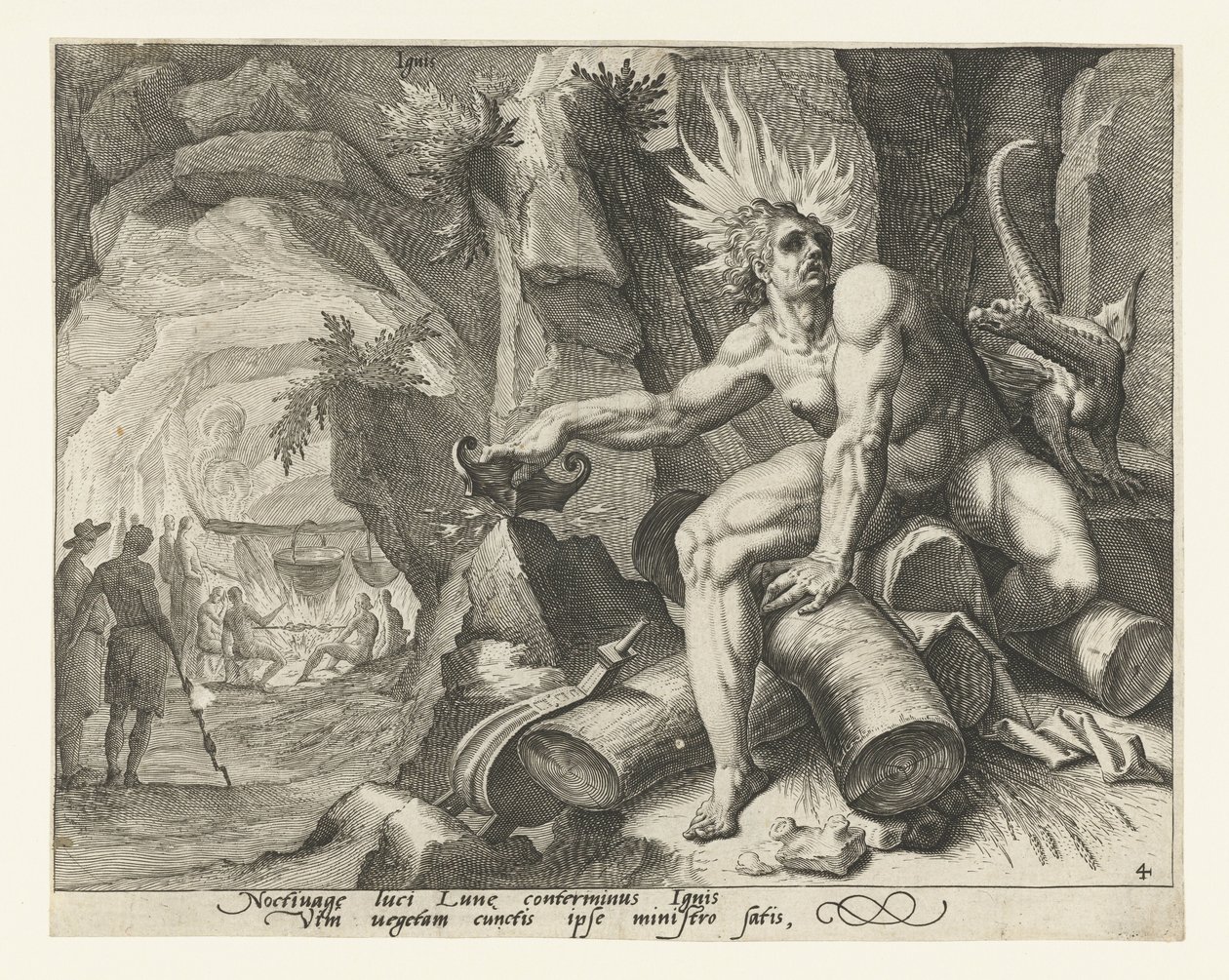 A tűz eleme Ignis (cím az objektumon) A négy elem (sorozat címe) alkotó: Jacob de Gheyn (II) (attributed to)