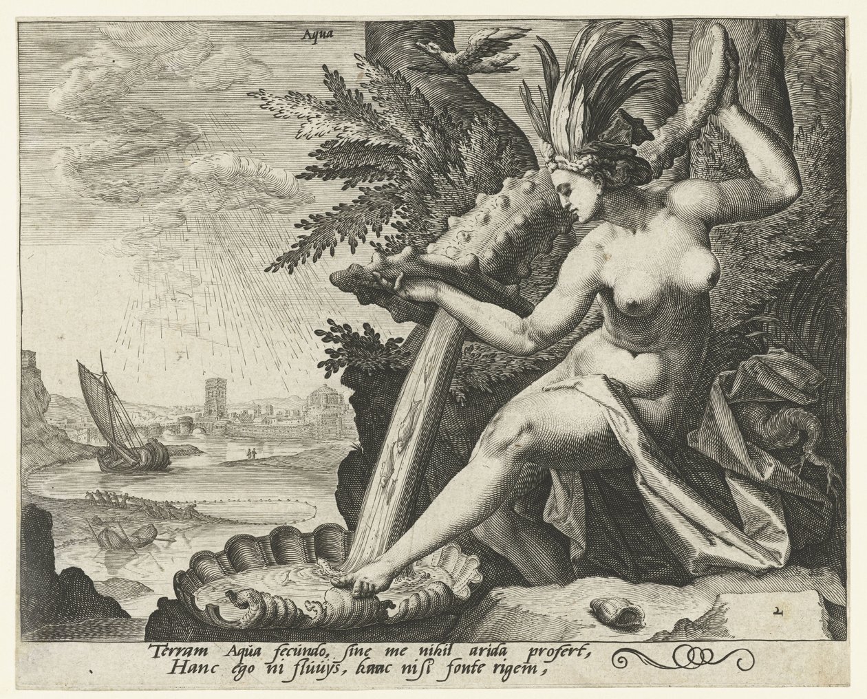 A víz eleme Aqua (cím az objektumon) A négy elem (sorozat címe) alkotó: Jacob de Gheyn (II) (attributed to)