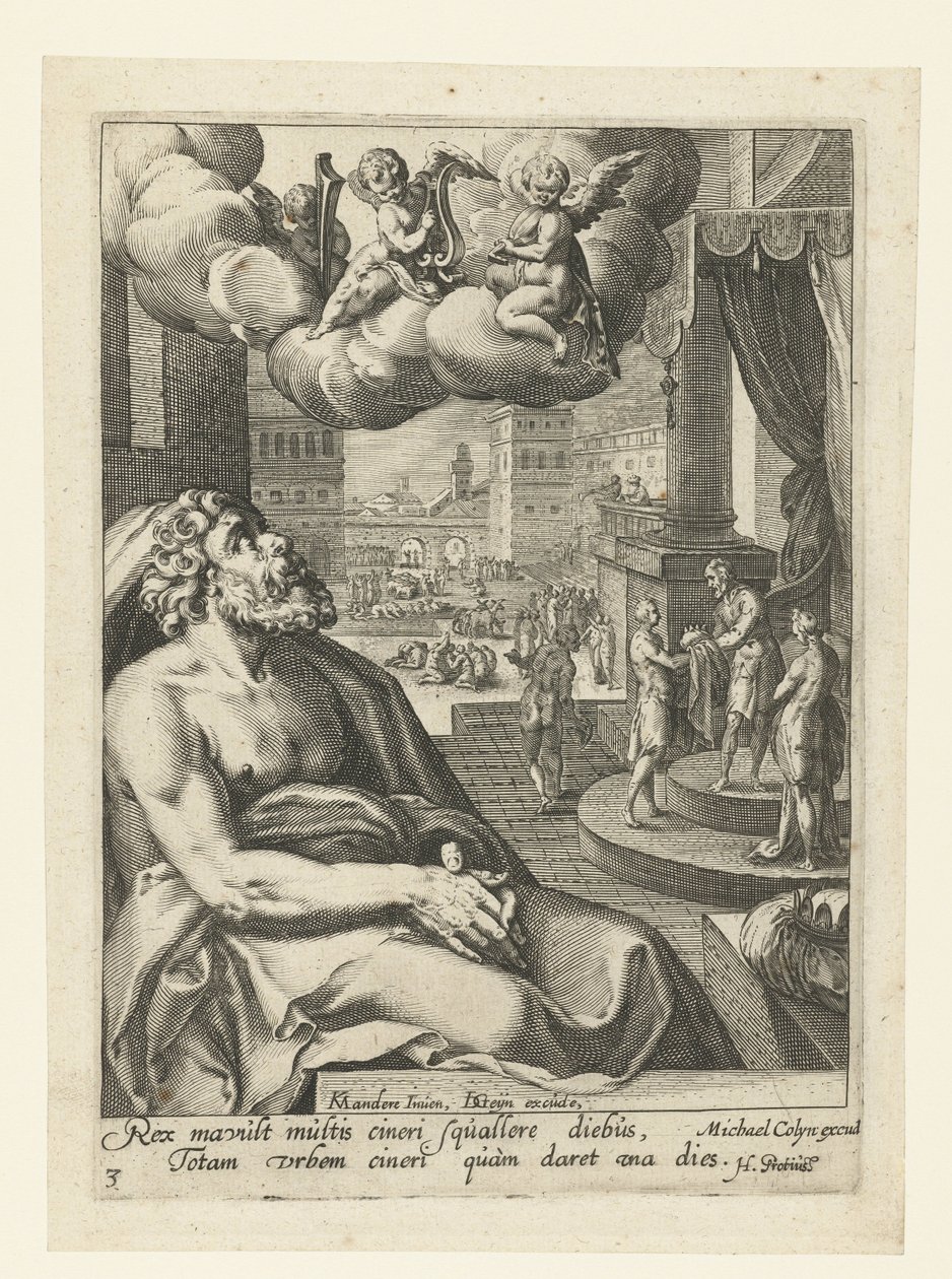 Salamon, mint bűnbánó bűnös Nyolc bűnbánó bűnös az Ó- és Újszövetségből (sorozat címe) alkotó: Jacob de Gheyn (II) (workshop of)