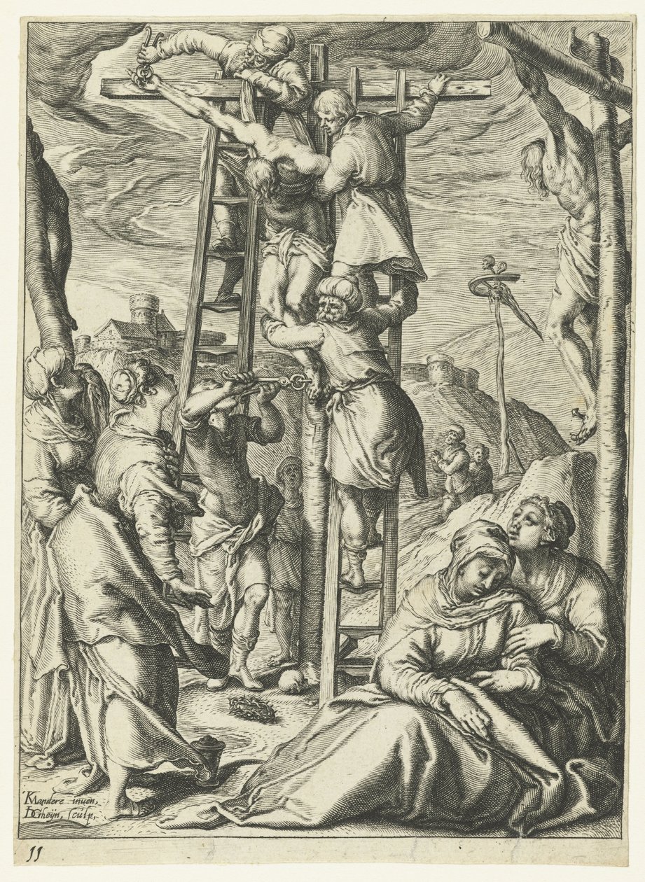 A keresztről való leszállás Krisztus szenvedése (sorozat címe) alkotó: Jacob de Gheyn (II)