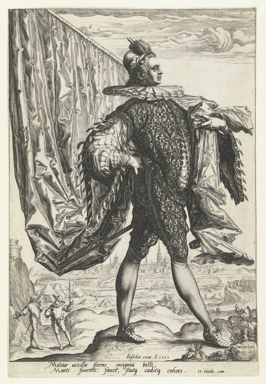 Tisztek Peascod Doubletsben Vaandrig alkotó: Jacob de Gheyn (II)
