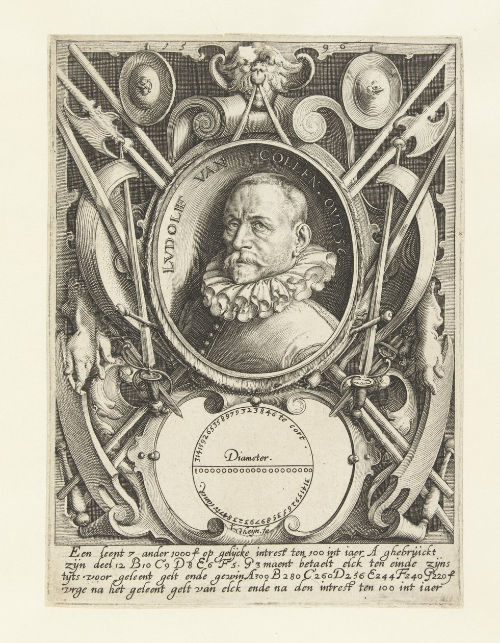 Ludolf van Ceulen portréja 56 évesen alkotó: Jacob de Gheyn (II)