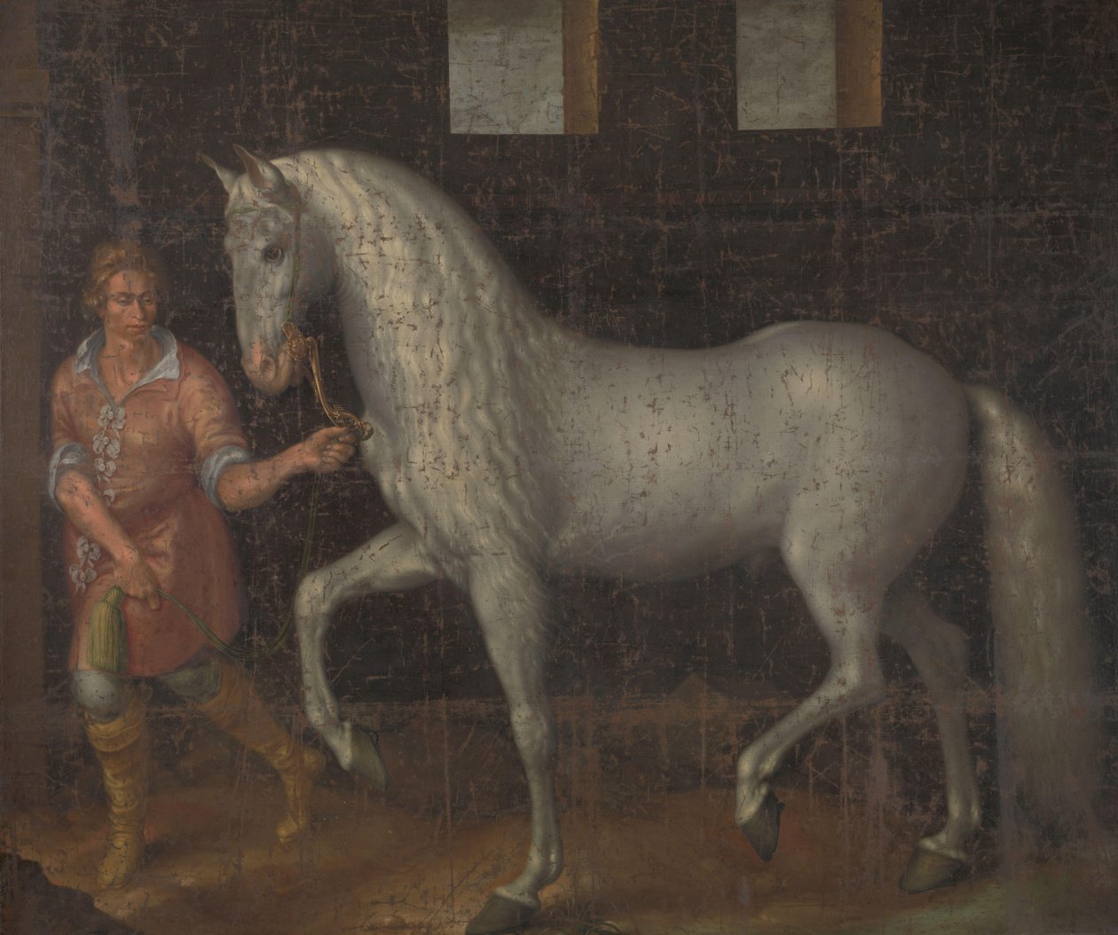 Spanyol harci ló Egy spanyol harci ló, amelyet Lodewijk Gunther van Nassau foglyul ejtett Albert osztrák főhercegtől a nieuwpoorti csatában, és bemutatta Maurits hercegnek alkotó: Jacob de Gheyn (II)