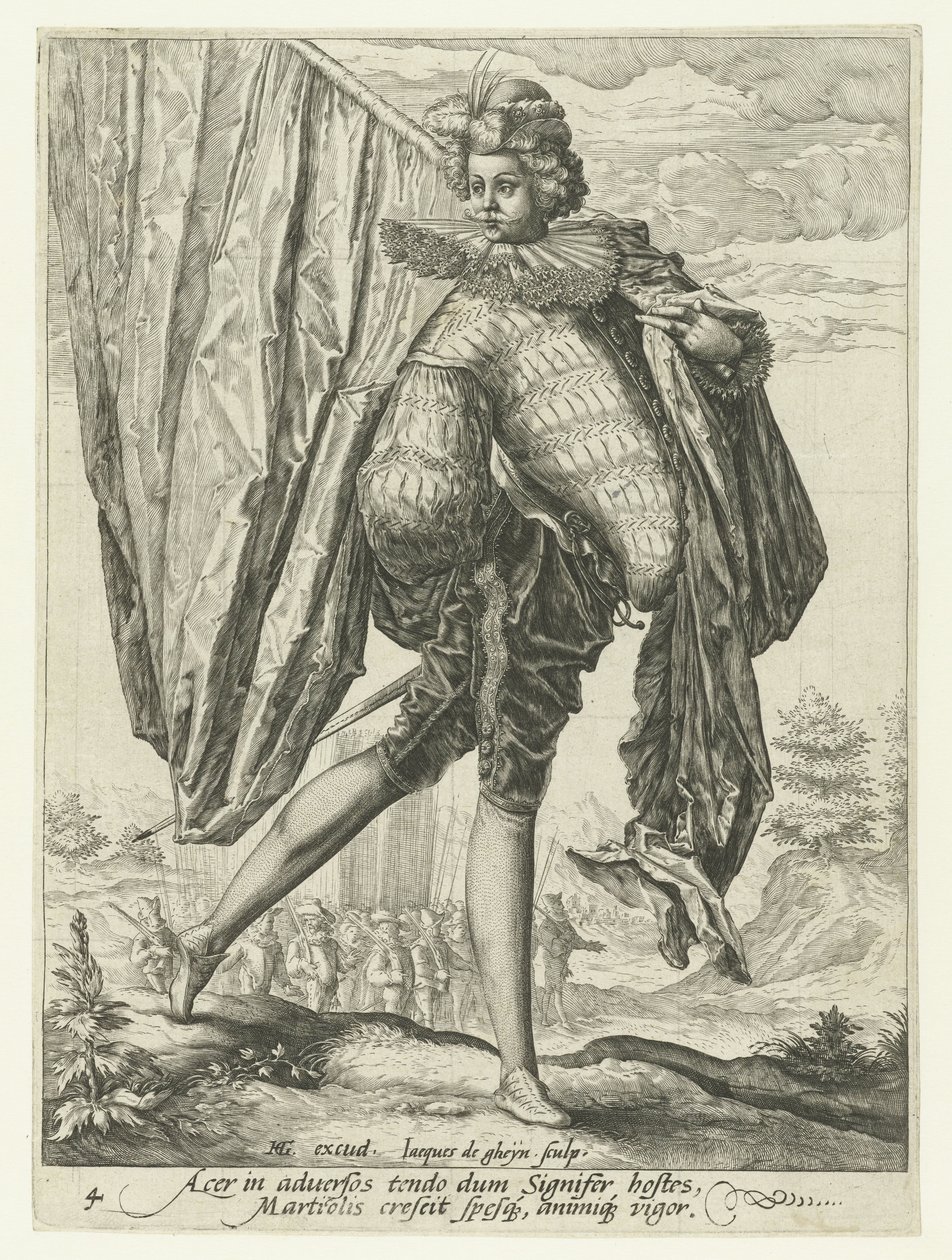zászlós Tisztek és katonák (sorozat címe) alkotó: Jacob de Gheyn (II)