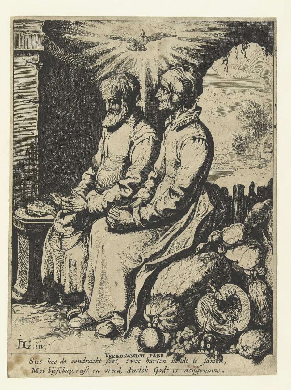 Idős pár imádkozik Vreedsamich paer (cím az objektumon) alkotó: Jacob de Gheyn (III)