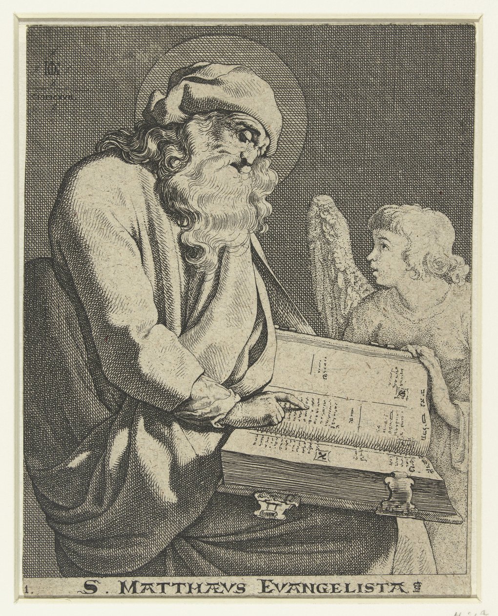 Mattheüs evangélista S. Matthaeus Evangelista (cím a tárgyon) alkotó: Jacob de Gheyn (III)