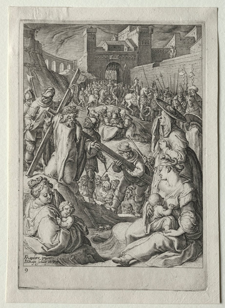 Passion Set:  Krisztus viszi a keresztet alkotó: Jacob de Gheyn II
