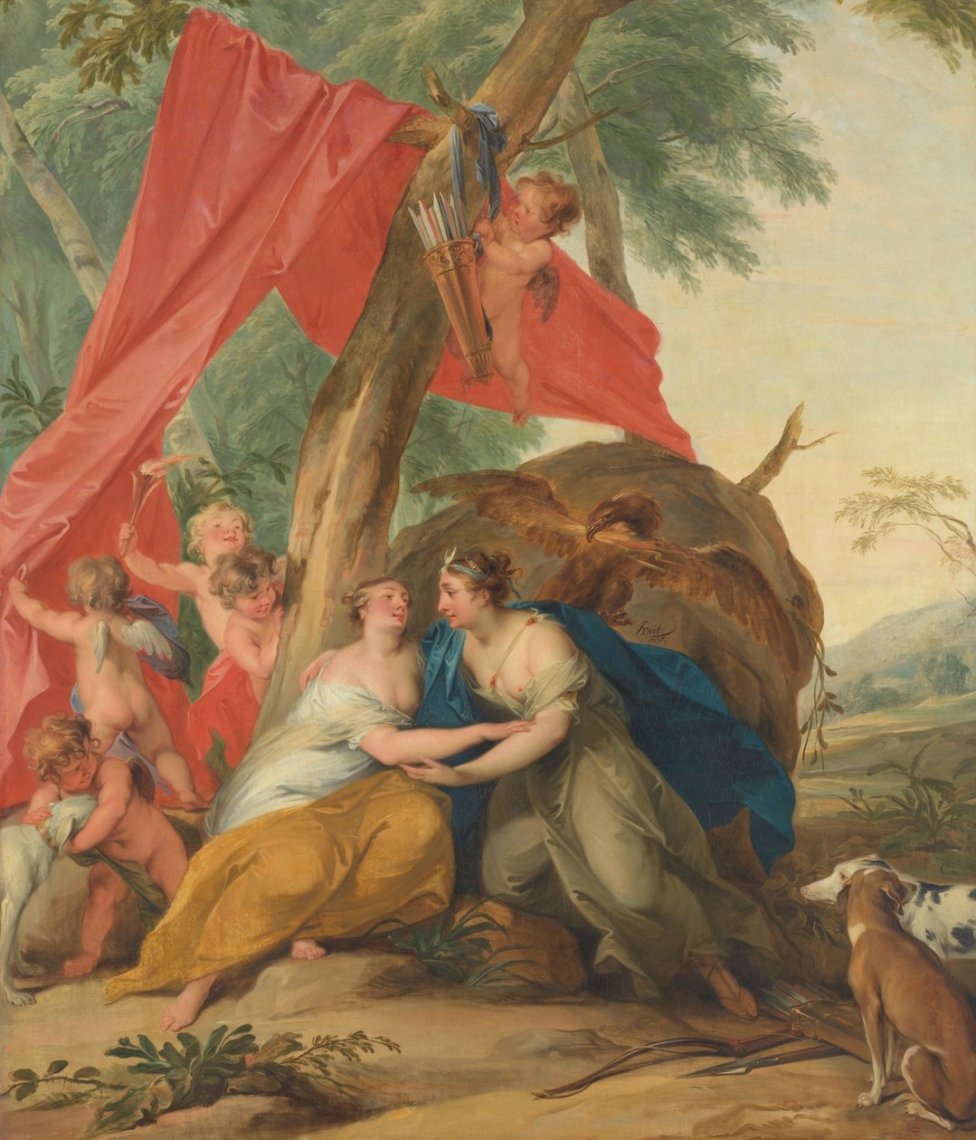 Jupiter, Dianának álcázva, Callisto nimfa elcsábítása alkotó: Jacob de Wit (signed by artist)