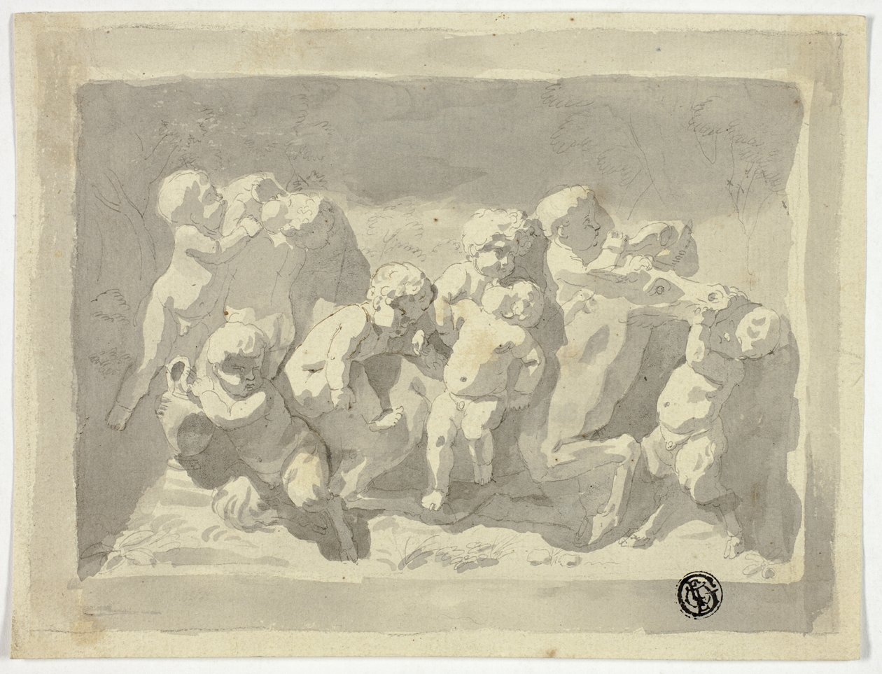 Baby Satyrs és Putti játszik a szamárral alkotó: Jacob de Wit