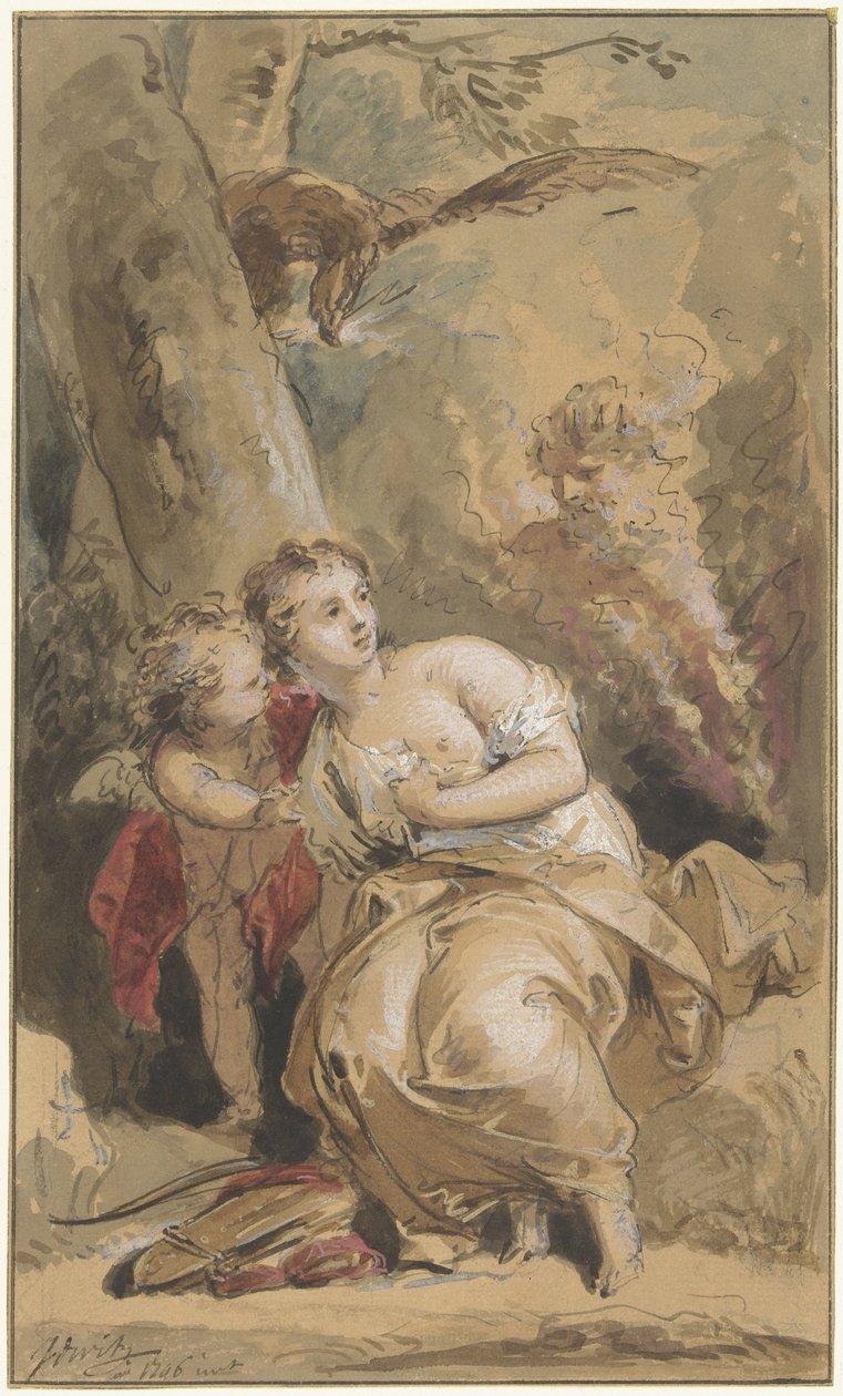 Callisto, Amor és Jupiter a sassal alkotó: Jacob de Wit