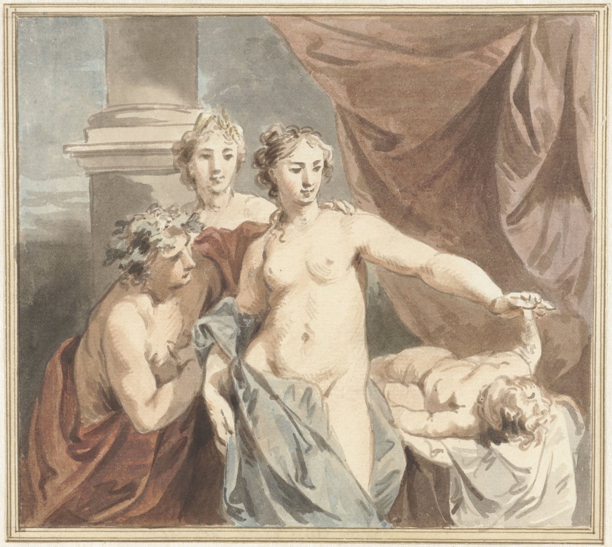 Ceres, Vénusz, Bacchus és az alvó Ámor alkotó: Jacob de Wit
