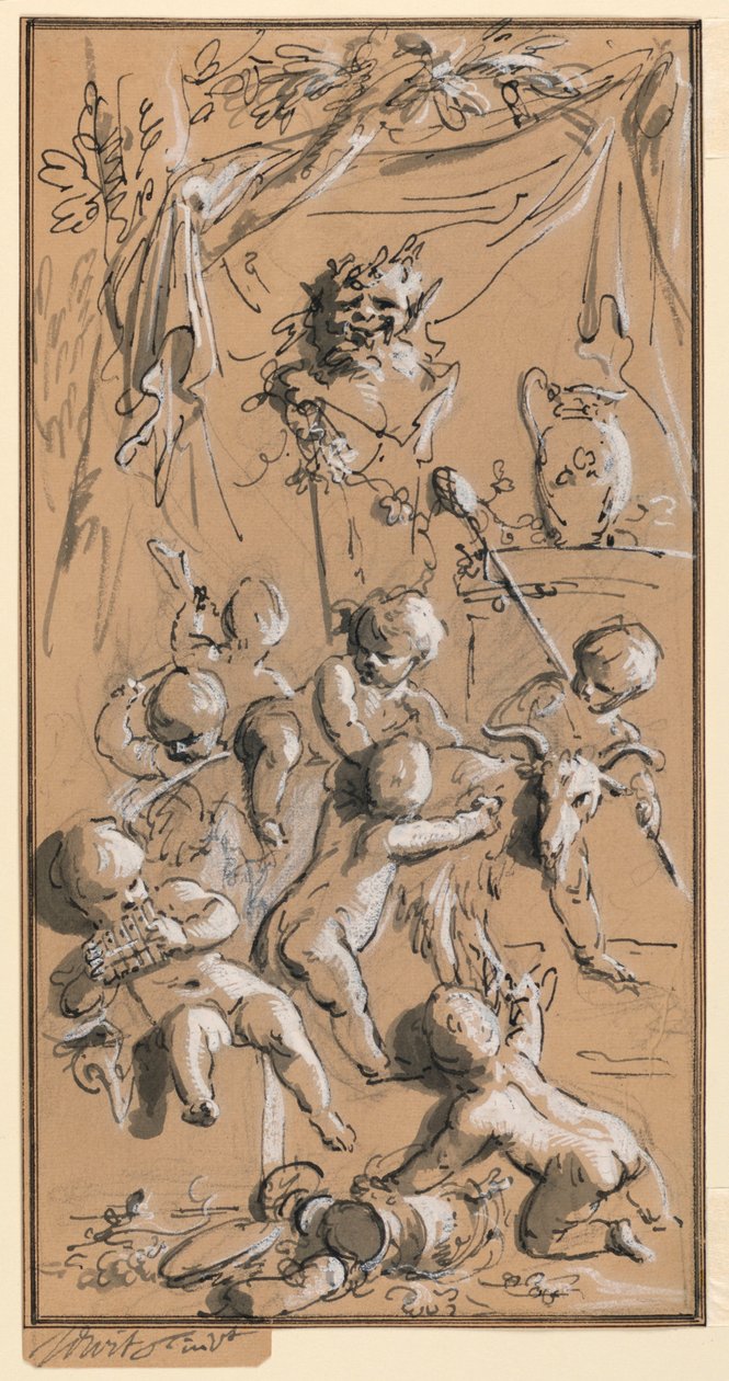 Putti egy herm előtt játszik alkotó: Jacob de Wit