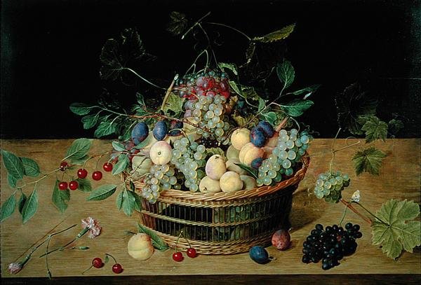 Egy kosár gyümölcs (olaj a panelen) alkotó: Jacob van Hulsdonck