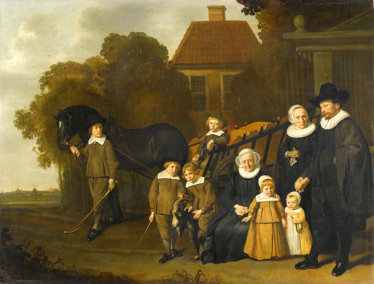 Csoportportré a Meebeeck Cruywagen családról vidéki otthonuk kapujában az Amszterdam melletti Uitwegben alkotó: Jacob van Loo (attributed to)
