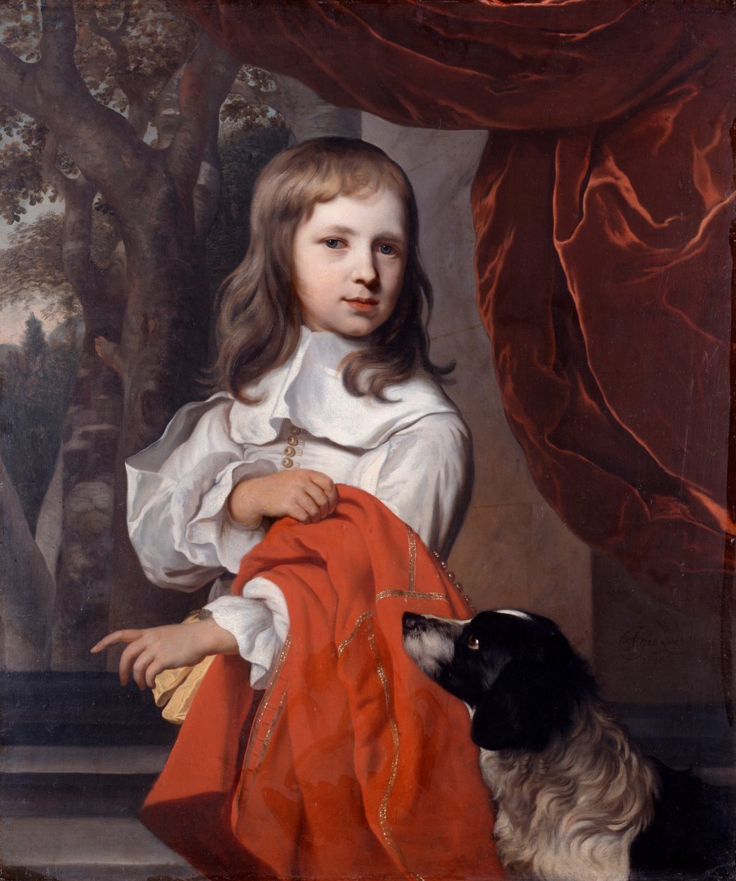 Fiatal fiú portréja kutyával, 1658. alkotó: Jacob van Loo
