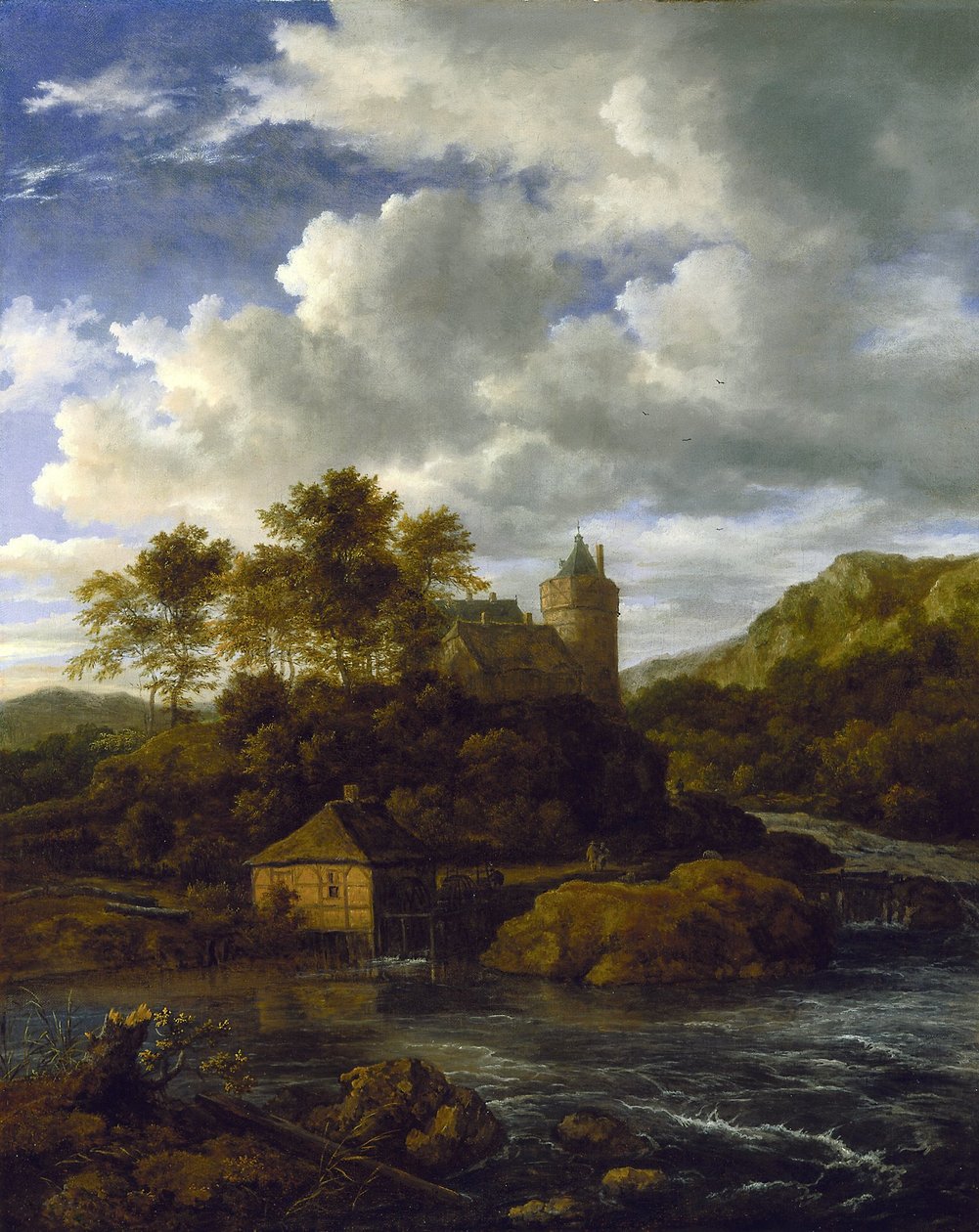 Várkastély és vízimalom egy folyó mellett alkotó: Jacob van Ruisdael