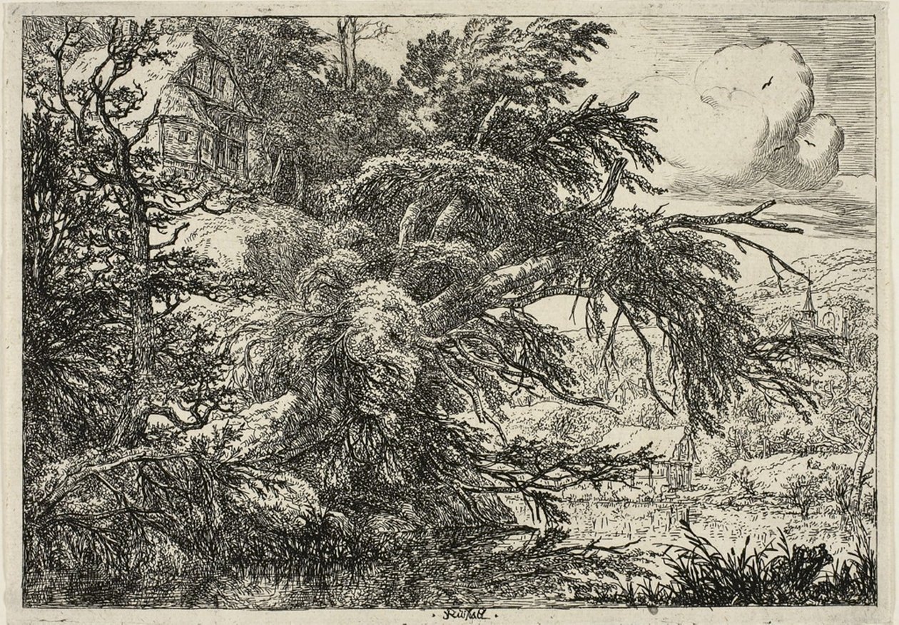 Víkendház egy domb tetején alkotó: Jacob van Ruisdael