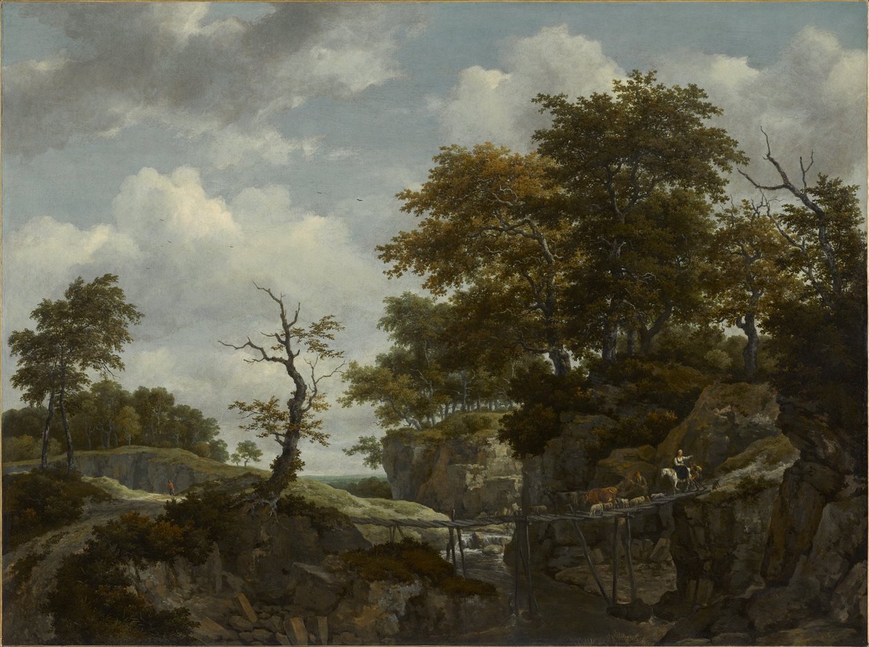 Táj híddal, jószággal és alakokkal alkotó: Jacob van Ruisdael