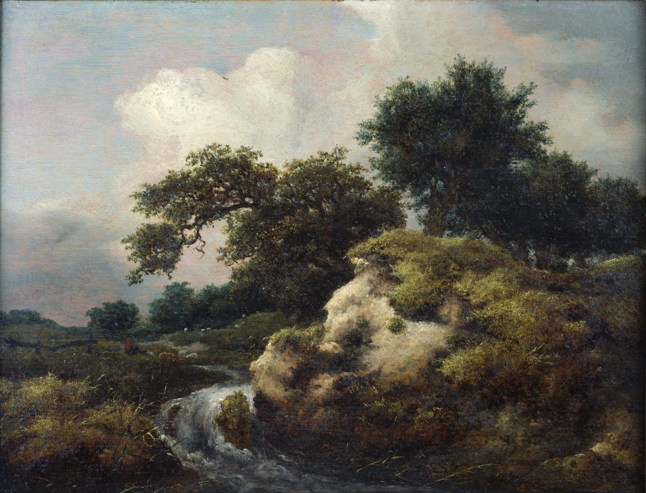 Táj dűne és kis vízesés alkotó: Jacob van Ruisdael