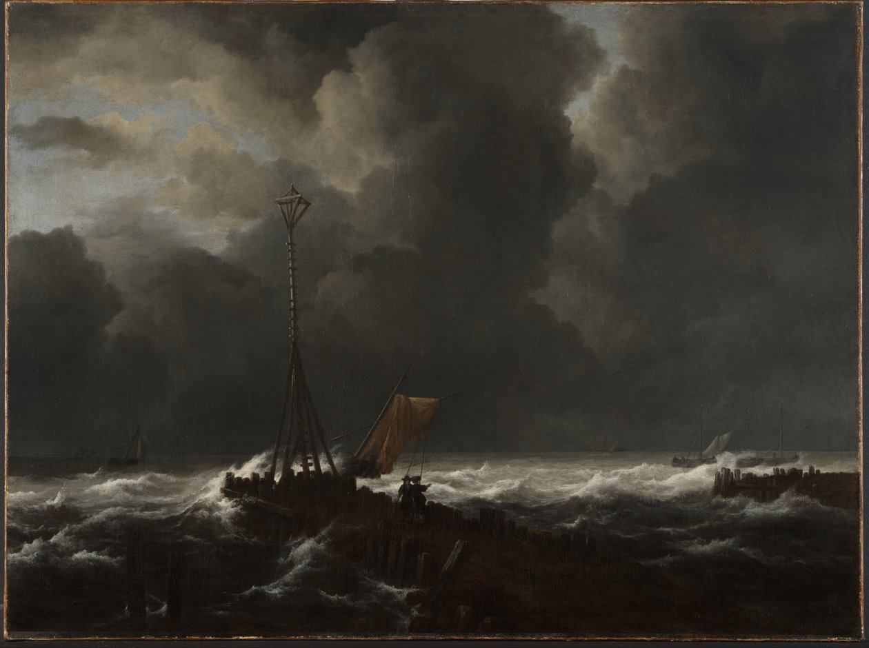 Zavaros tenger egy mólónál alkotó: Jacob van Ruisdael