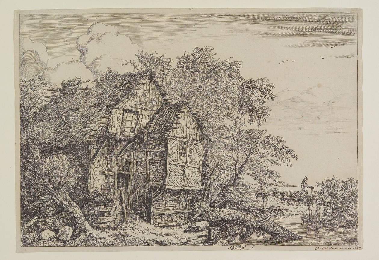 A házikó és a gyaloghíd alkotó: Jacob van Ruisdael