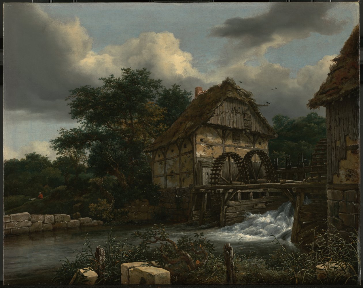 Két vízimalom és egy nyitott zsilip alkotó: Jacob van Ruisdael