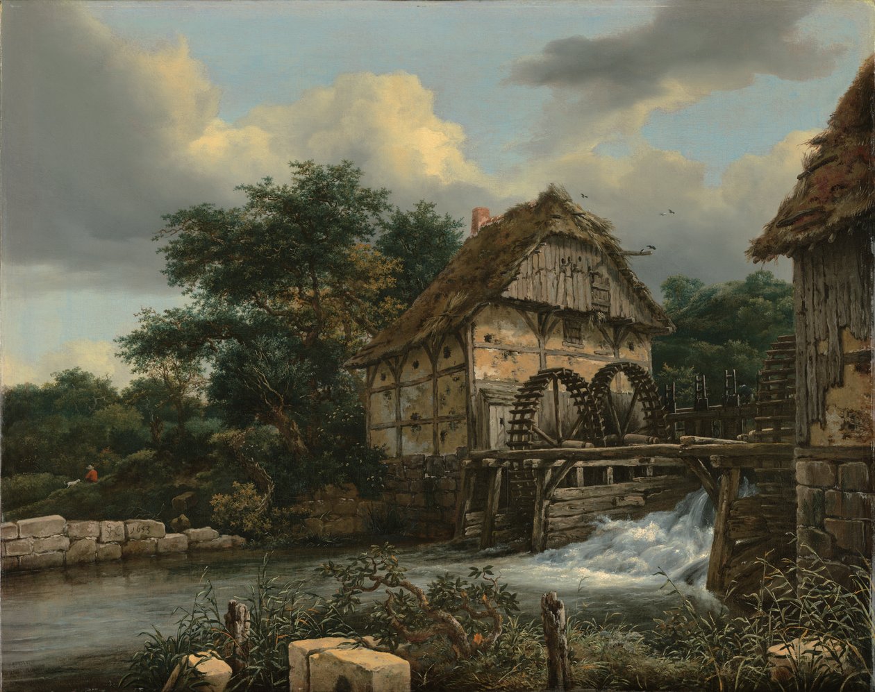 Két vízimalom és egy nyitott zsilip alkotó: Jacob van Ruisdael