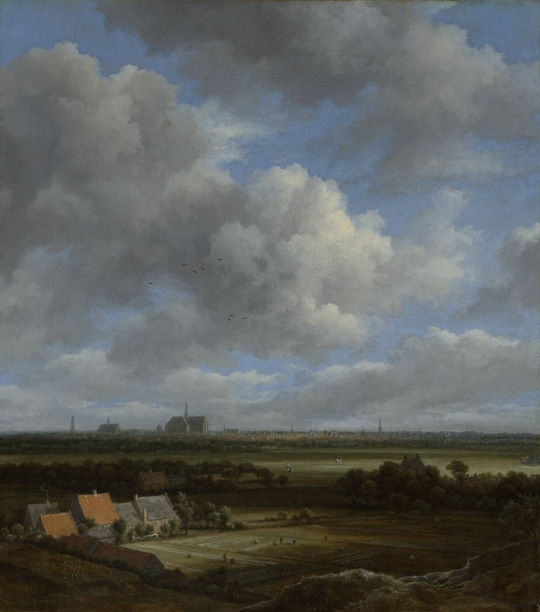 Haarlem kilátása északnyugat felől a fehérítő mezőkkel az előtérben, 1650-82 körül alkotó: Jacob van Ruisdael