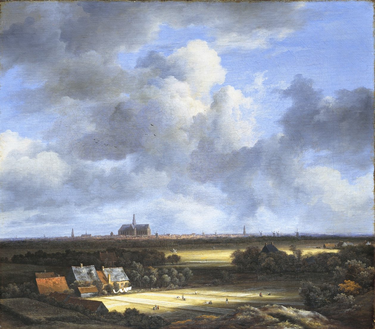Kilátás a fehérítőmezőkre és Haarlemre alkotó: Jacob van Ruisdael