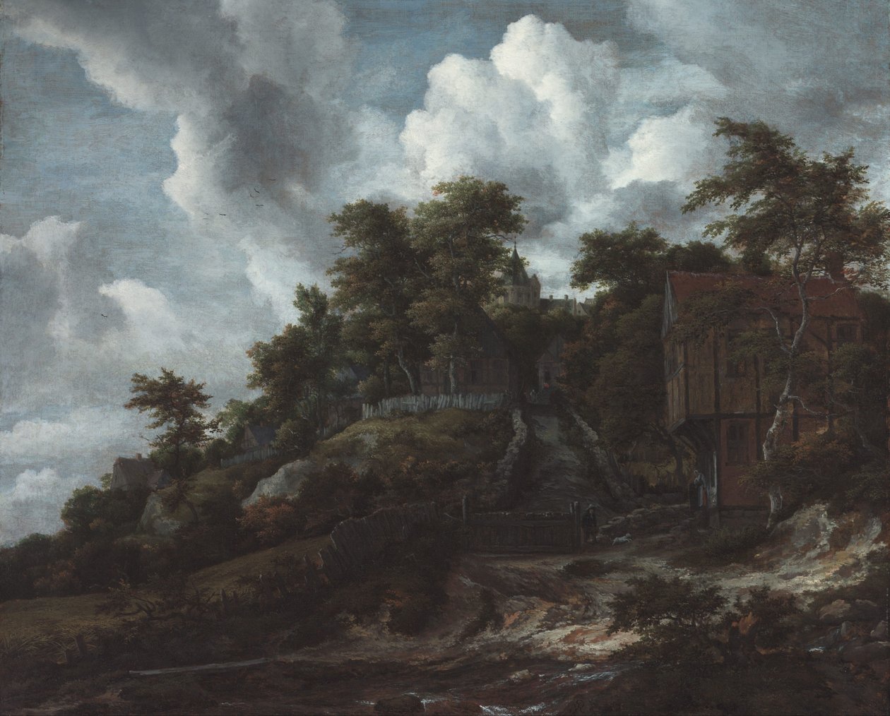 Erdős domboldal, kilátással a Bentheim-kastélyra alkotó: Jacob van Ruisdael