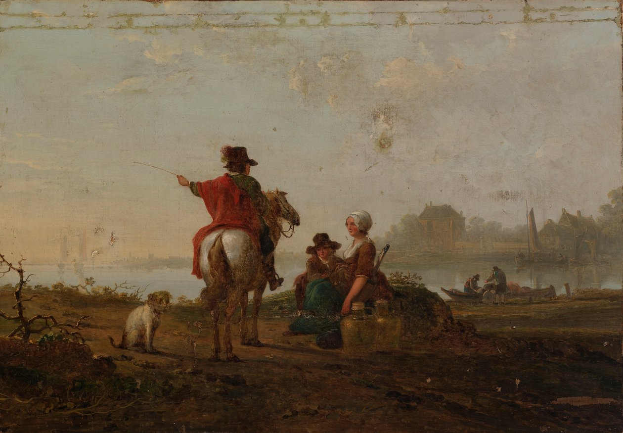 Holland tájkép figurákkal alkotó: Jacob van Strij