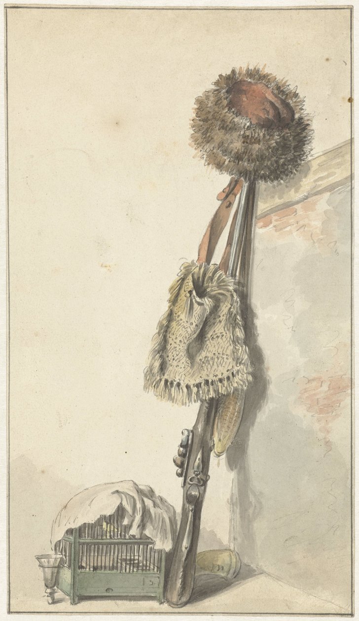 Vadászcsendélet madárkalitkával alkotó: Jacob van Strij