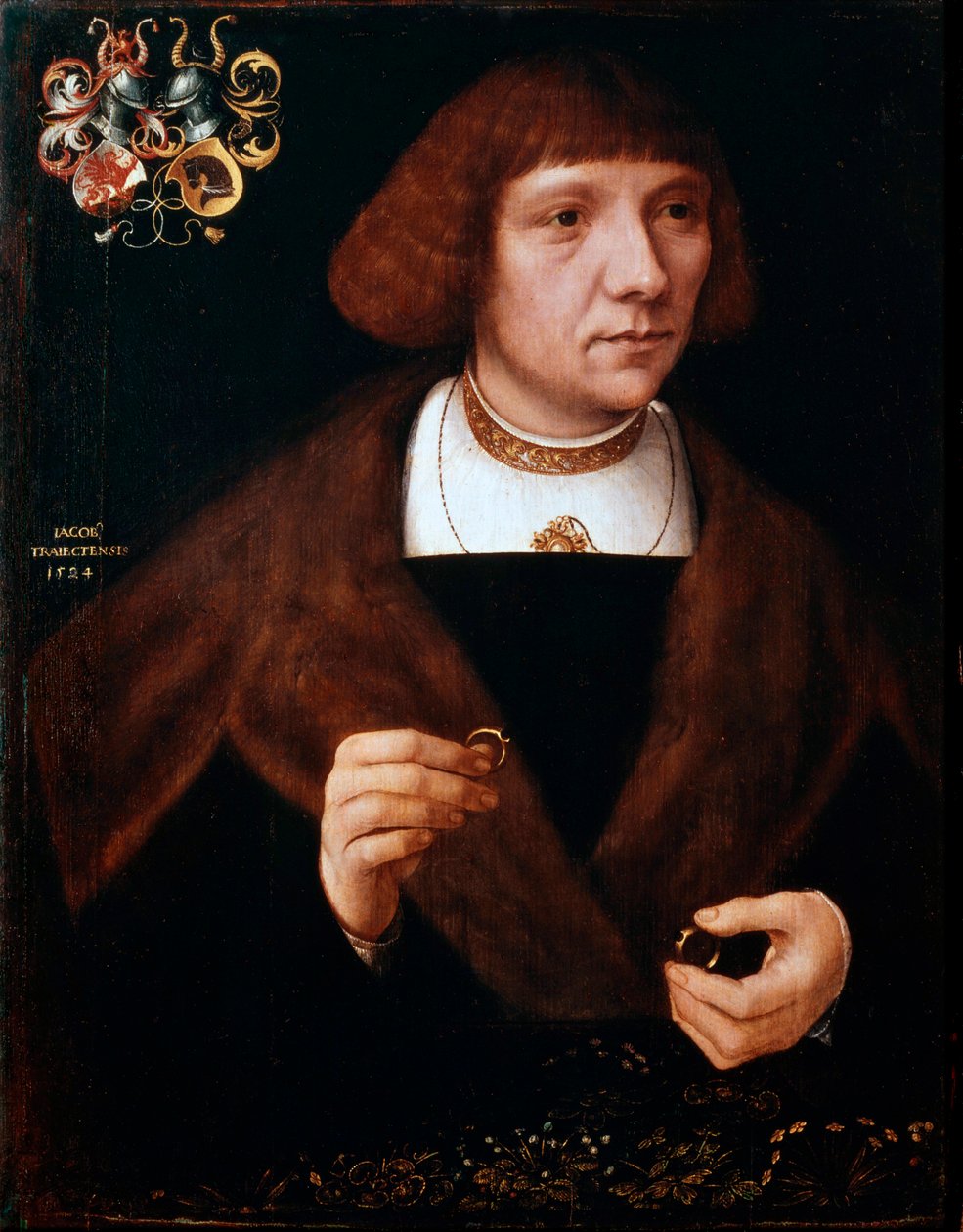 Férfiportré gyűrűkkel, 1524. alkotó: Jacob van Utrecht