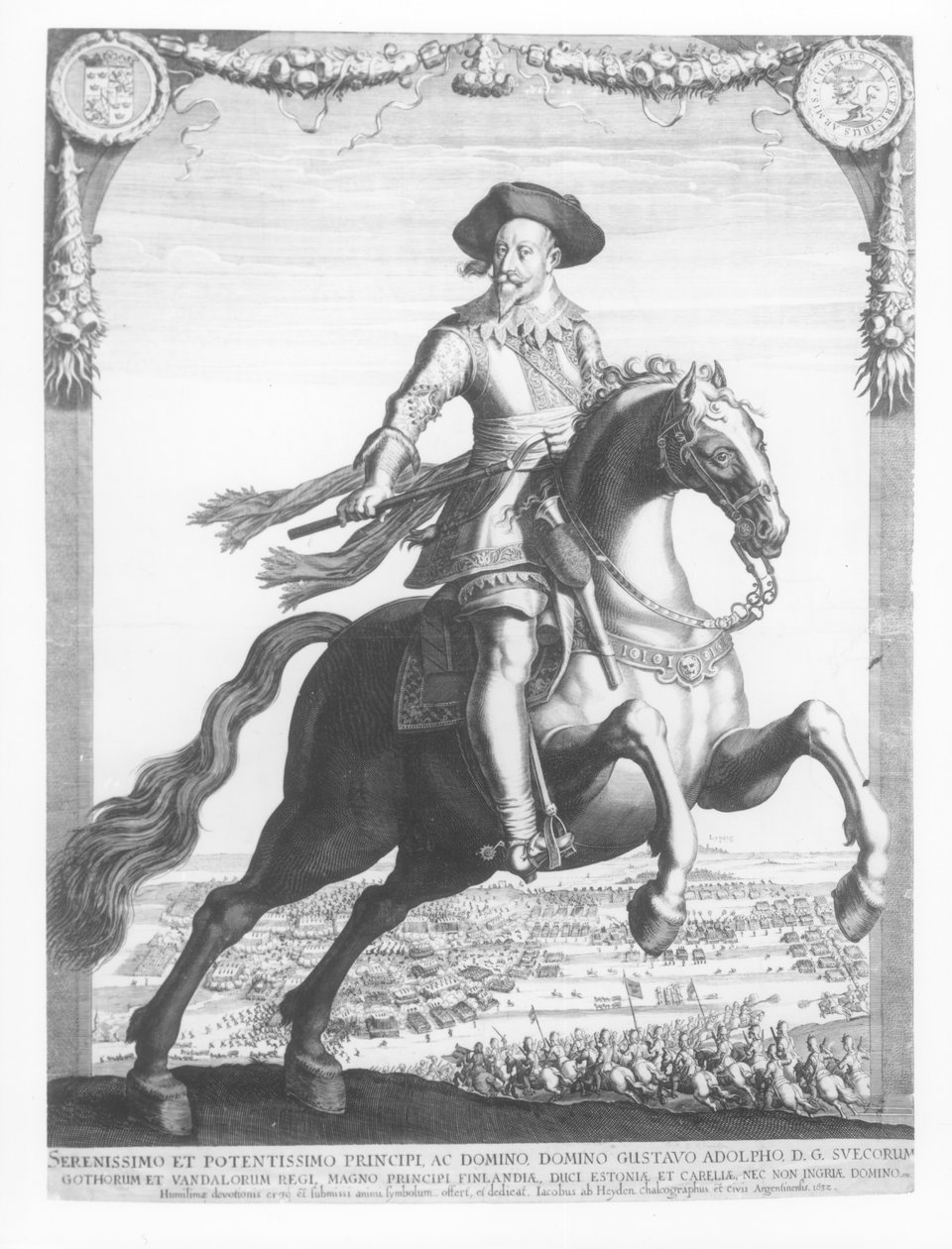 Gustavus Adolphus, Svédország királya lóháton, 1632 alkotó: Jacob van der Heyden