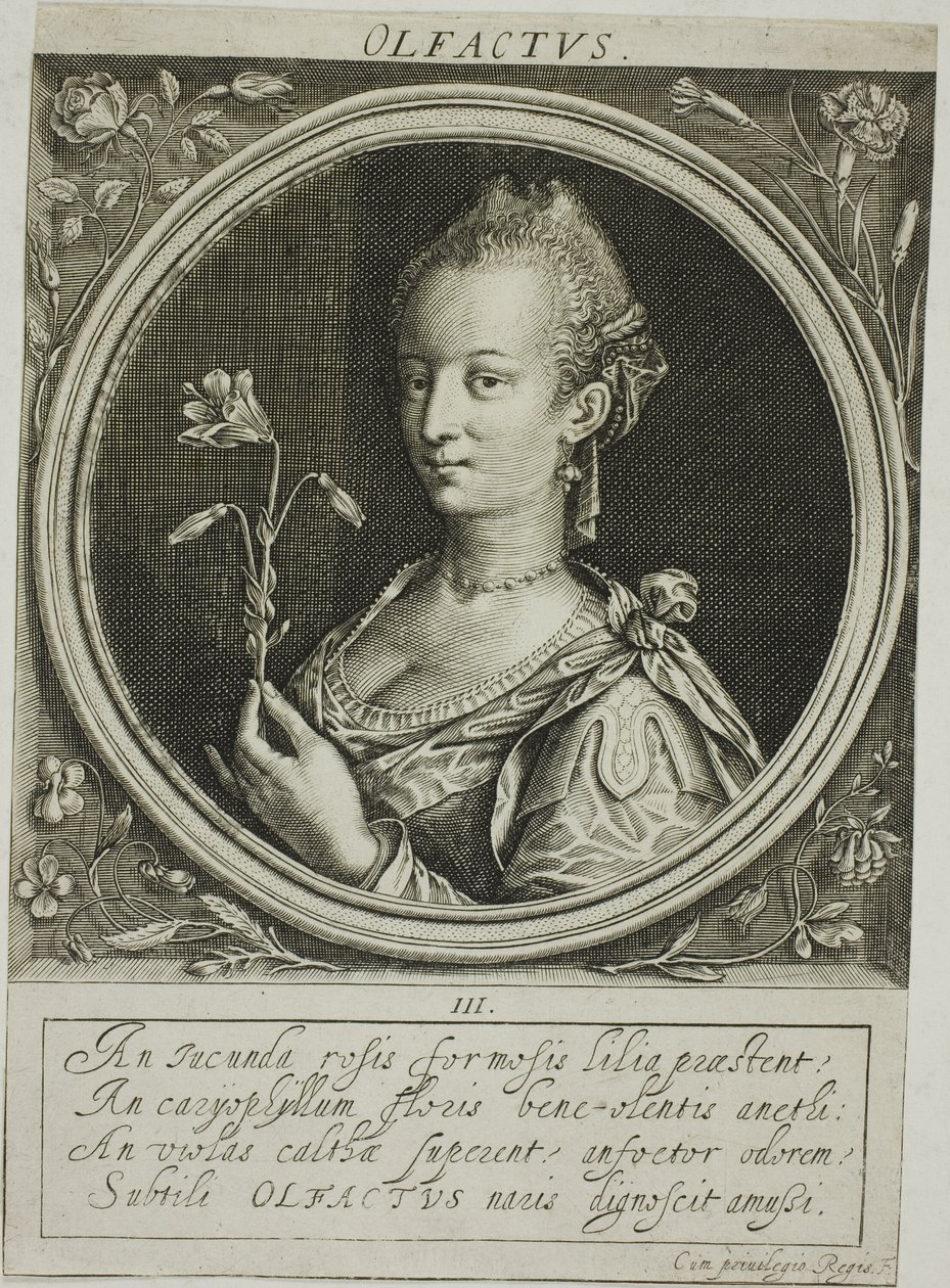 Szaglás, harmadik tányér Az öt érzékszervből alkotó: Jacob van der Heyden