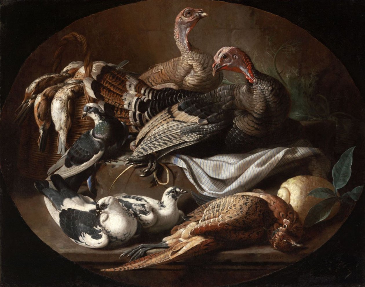 Csendélet halott és élő szárnyasokkal alkotó: Jacob van der Kerckhoven